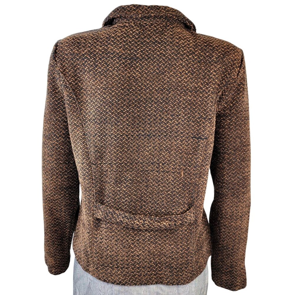 Vintage 90s Softshell Jacket Women Medium Brown Black Blazer Work Office 8 10 M - Picture 9 of 14